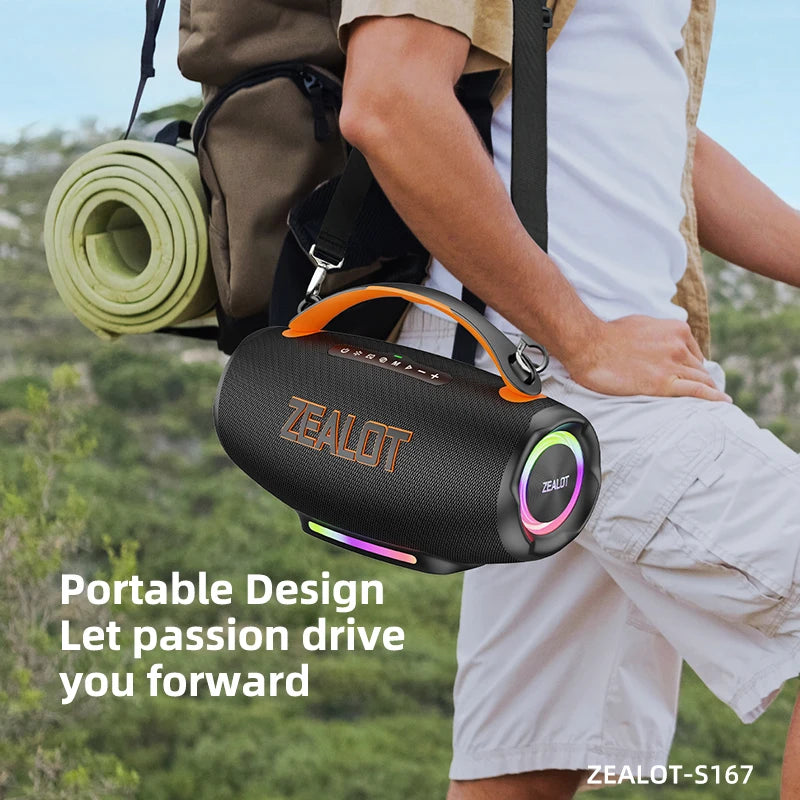 ZEALOT S167 100W Portable Wireless Speaker with Deep Bass Long Playtime Waterproof for Outdoor Indoor, Supports AUX/TF Card/USB