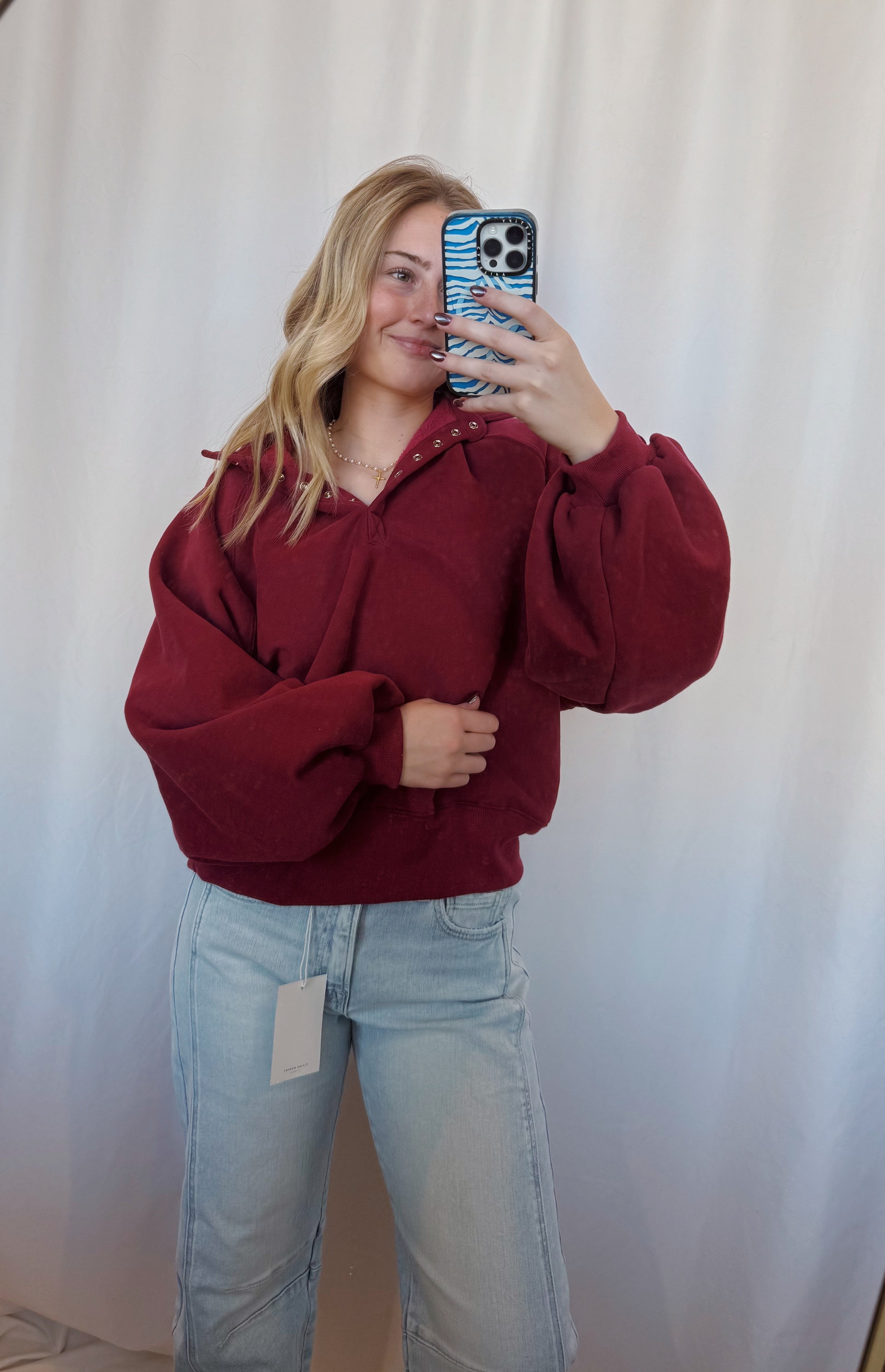 Piper Snap Pullover in Magenta