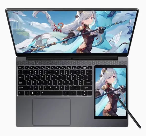Oem Odm Ultra-Thin 15.6 Inch+7Inch Intel Quad Core N100 Cpu 32Gb Ram 2Tb Backlit Keyboard Touch Office Business Laptop