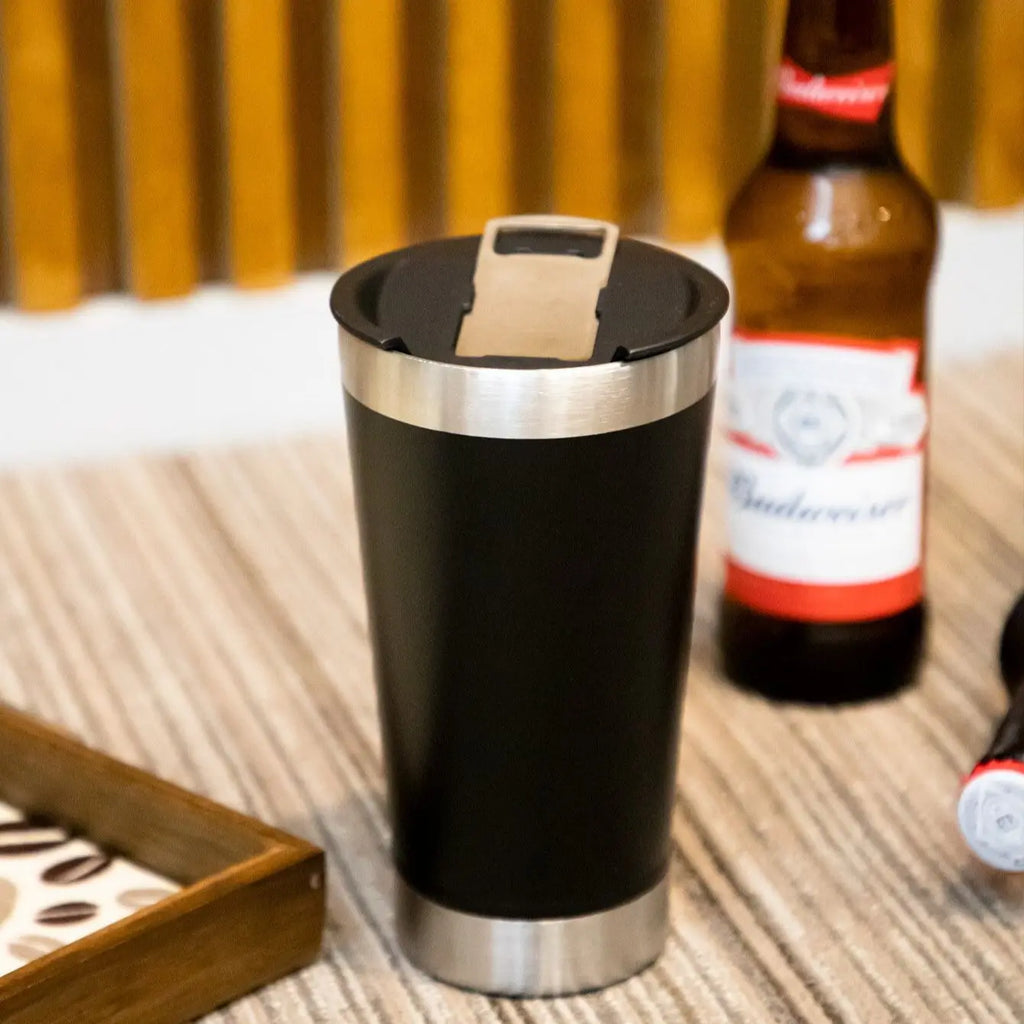 437ml Beer Cups Thermal Cup With Bottle Opener Lid Stainless Steel Thermos Bottle For Tea Thermal Cups For Cold Beer Thermoses