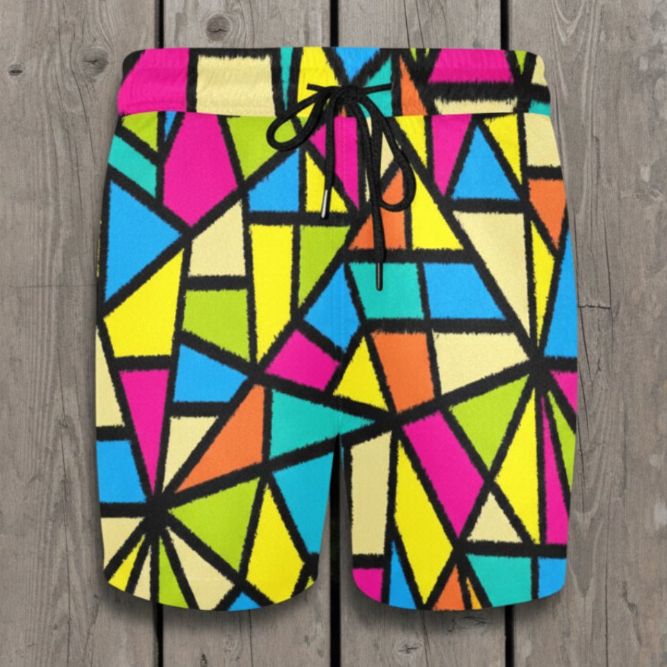 Men's Swim Shorts | Abstract Art in Tropical Colors 🌴🎨