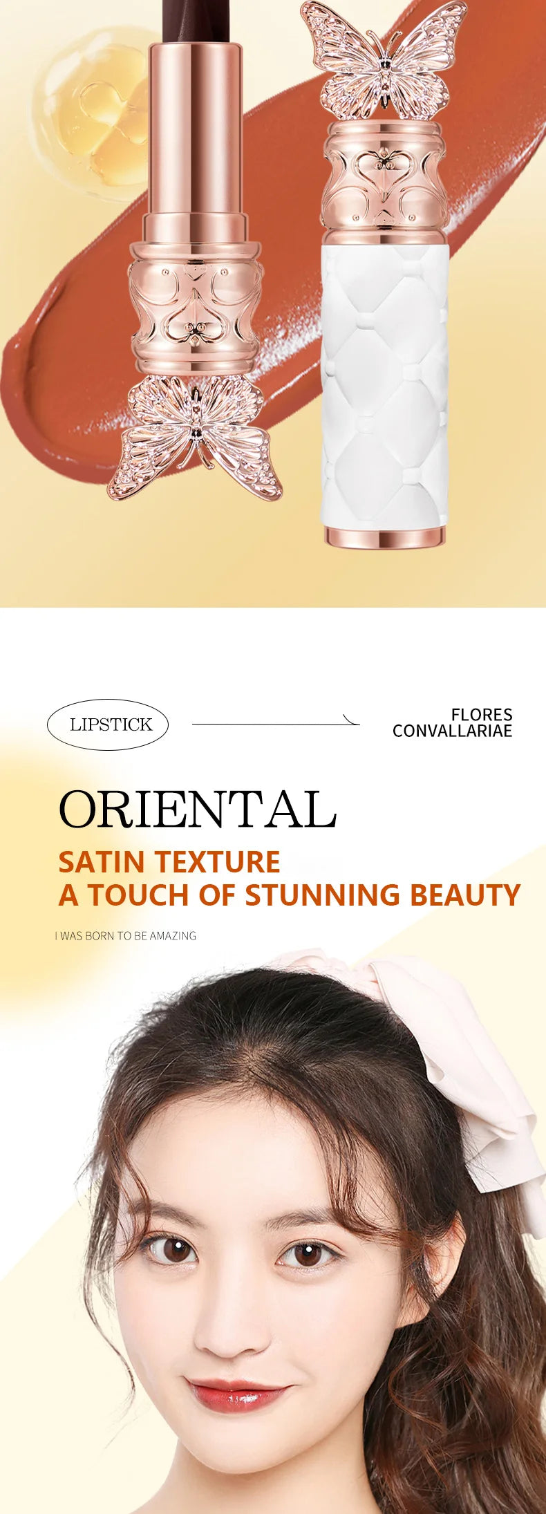 Ocheal Satin-Like Color-Holding Tri-Color Lipstick  Waterproof Long Lasting Liquid Lipstick Tint Moisturizing Tear Off Lip Stain