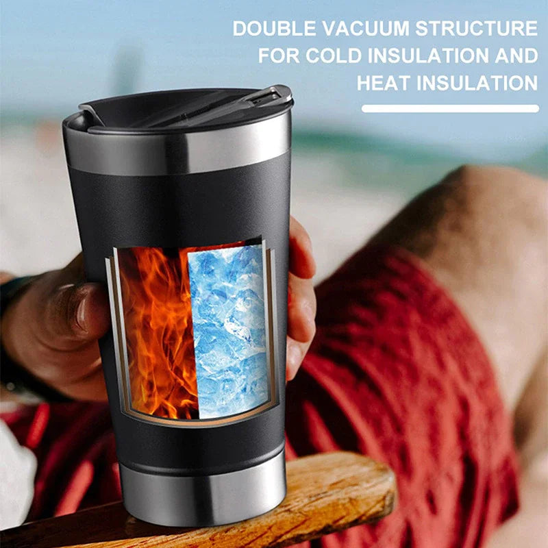 437ml Beer Cups Thermal Cup With Bottle Opener Lid Stainless Steel Thermos Bottle For Tea Thermal Cups For Cold Beer Thermoses