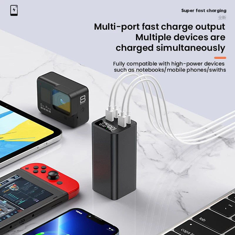 Super Mini 20000mah Laptop Power Bank Aluminum Fast Charge Mobile Power Station with 65W Output DC9V 12V Camping Light PD100W