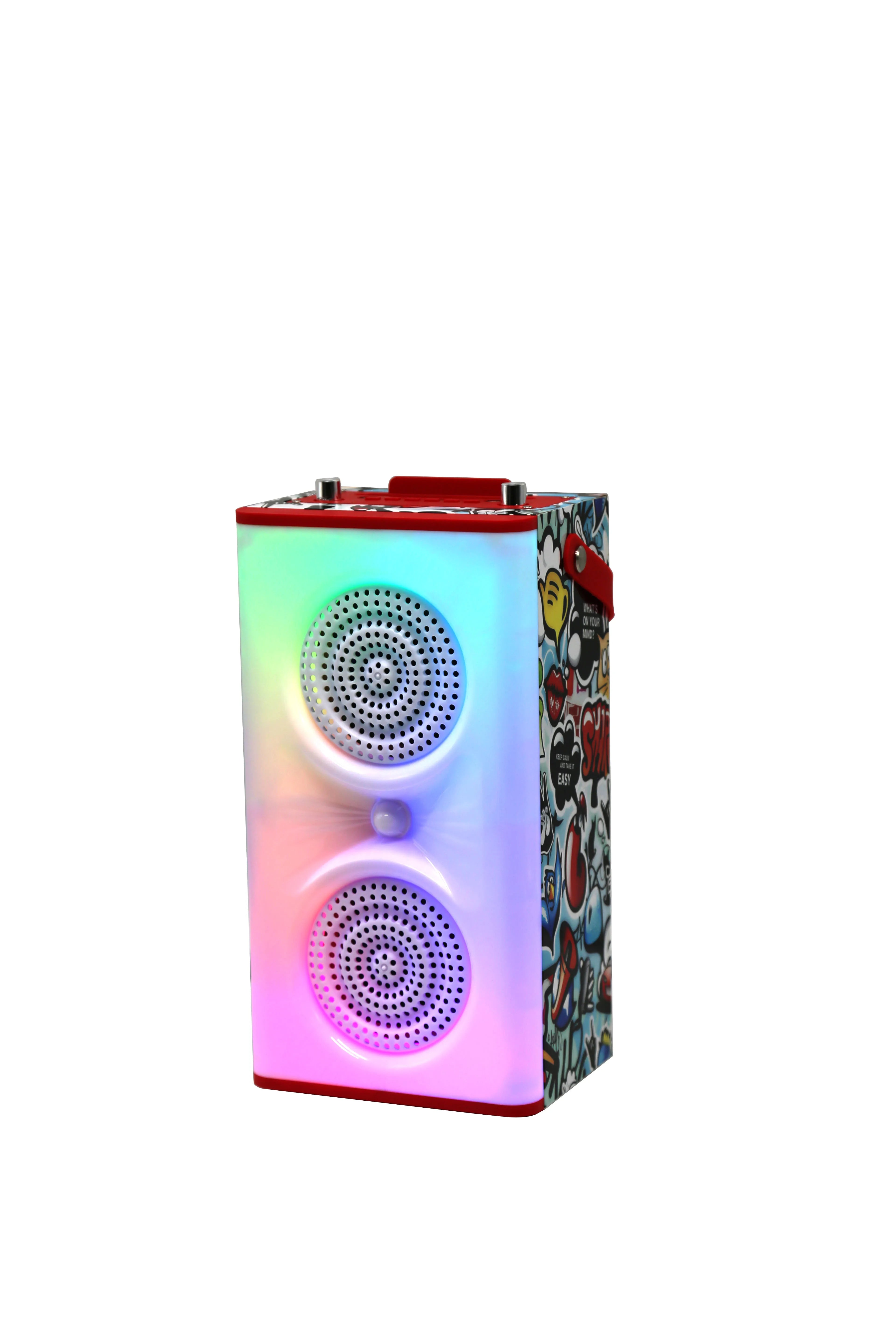 Portable Heavy Bass Stereo Loudspeakr FM TF Card KBQ-2302 LED Lights RBG Wireless Speaker With Microphone Karaoke BT 20W Speaker