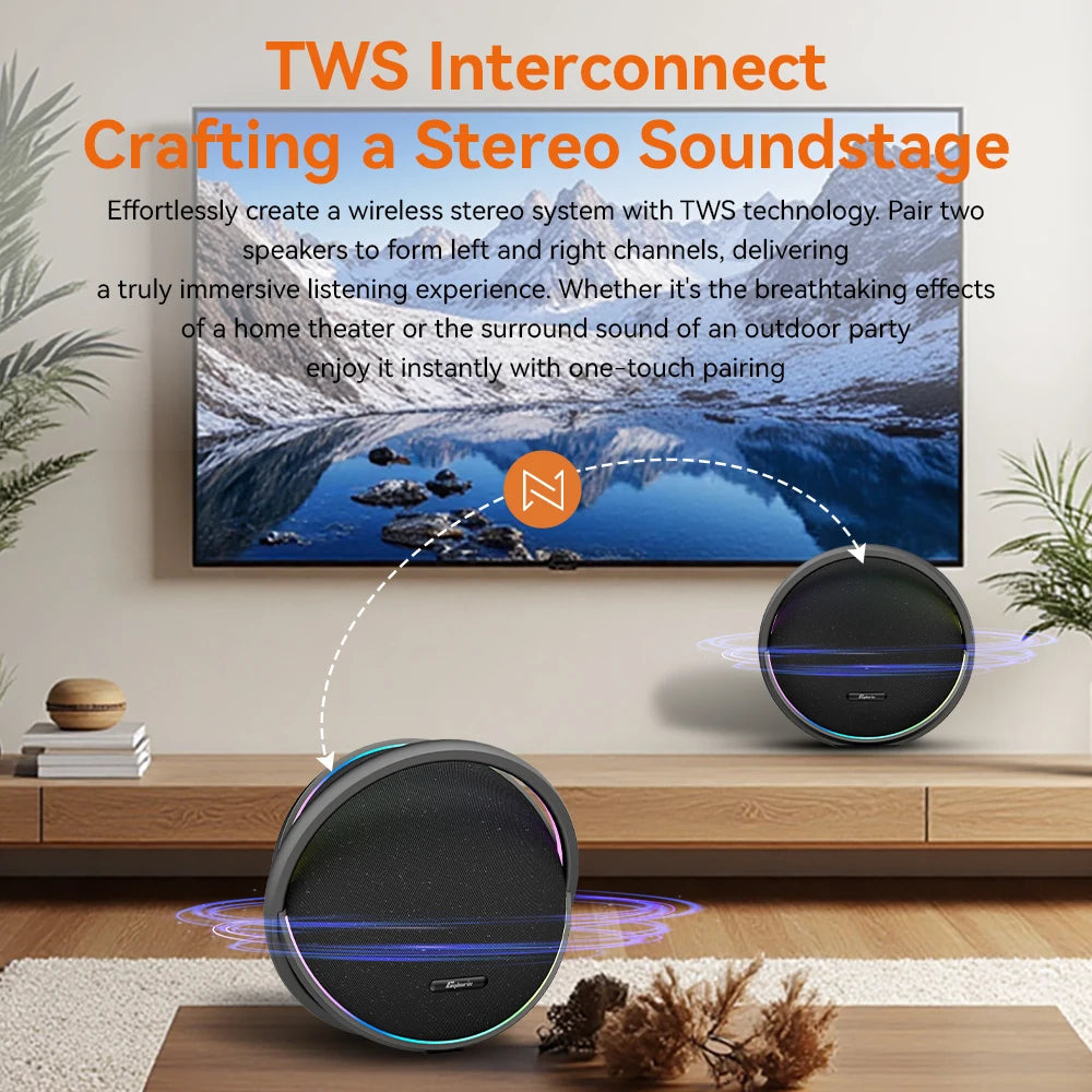 150W Loud Wireless Speaker Bass TWS RGB Light Deep Bass Outdoor Portable BT Speakers Home Party Beach Camping Gifts Battery DC