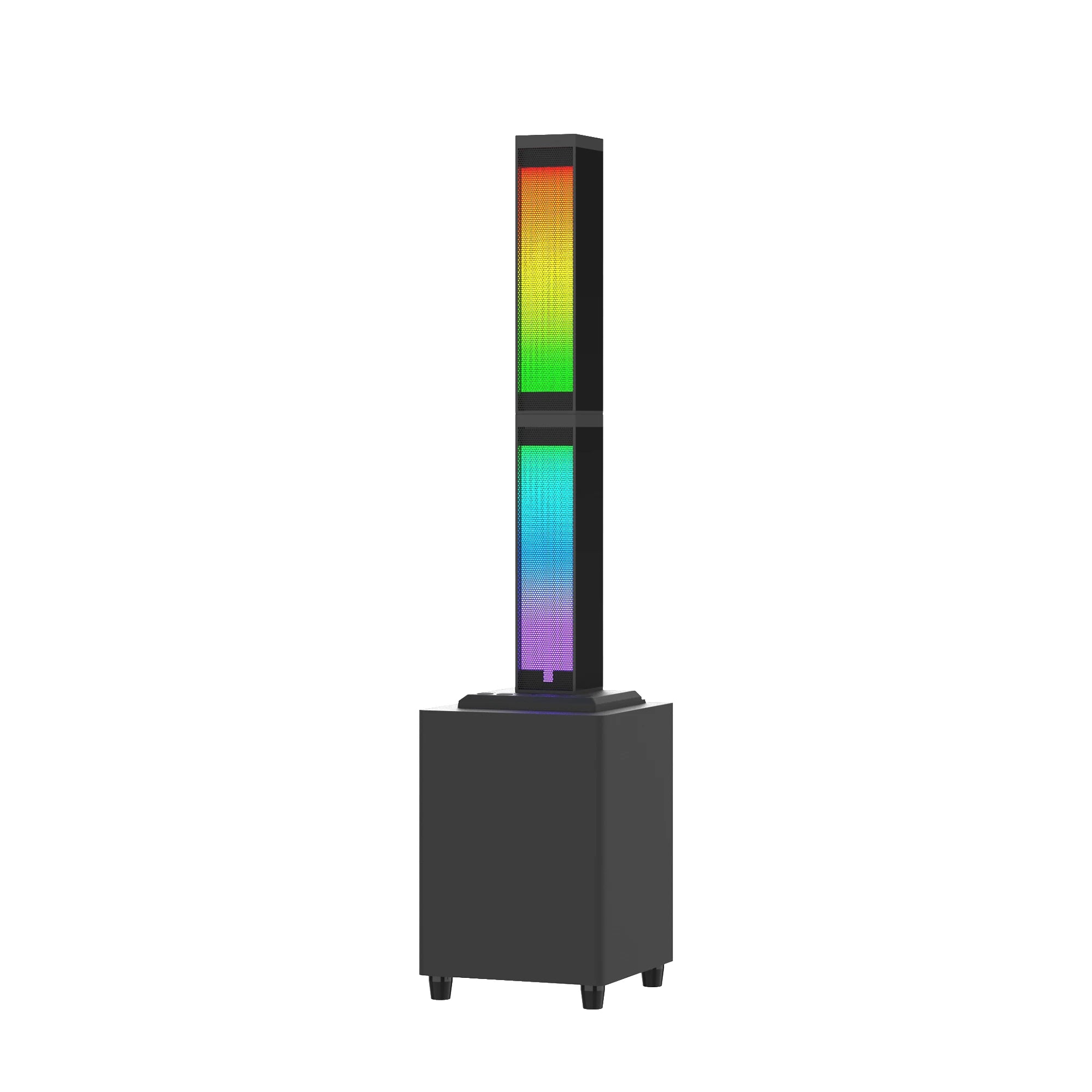 BS-68 45W Karaoke TV Soundbar with Subwoofer, RGB Lighting, 2 Wireless Microphones, Home Theater Party Speaker