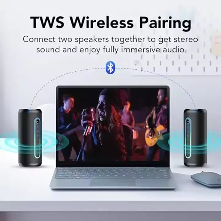 Fabric Design TWS Bluetooth Speaker 20W Portable Lanyard Dynamic RGB Light Wireless Fast Pairing Customizable Speakers
