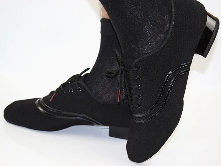 TOP Dance Shoes Latin Modern Men's Shoes Cowhide Two-point Sole Wear-resistant Oxford Cloth Upper Authentic Lace Up Ballroom
