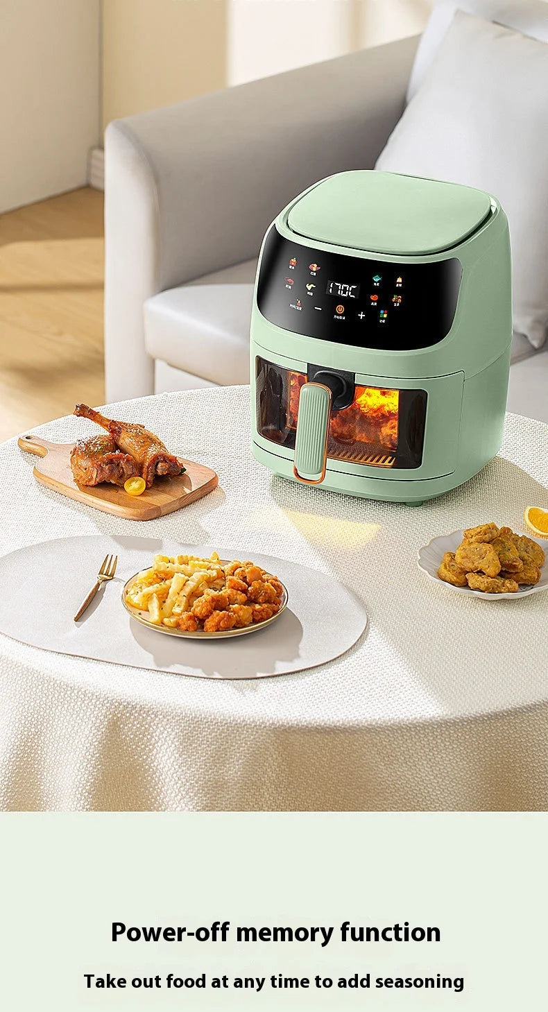 8L Modern Visual Smart Air Fryer Household All-in-One Color Touch Screen Plastic Electric Energy Efficient Class Eco-friendly