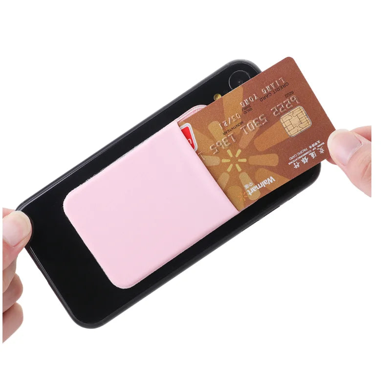 Fashion Leather Card Holder Elastic Solid Adhesive Sticker for Cell Phones Pocket Wallet Case with Convenient Cell Phone Pocket