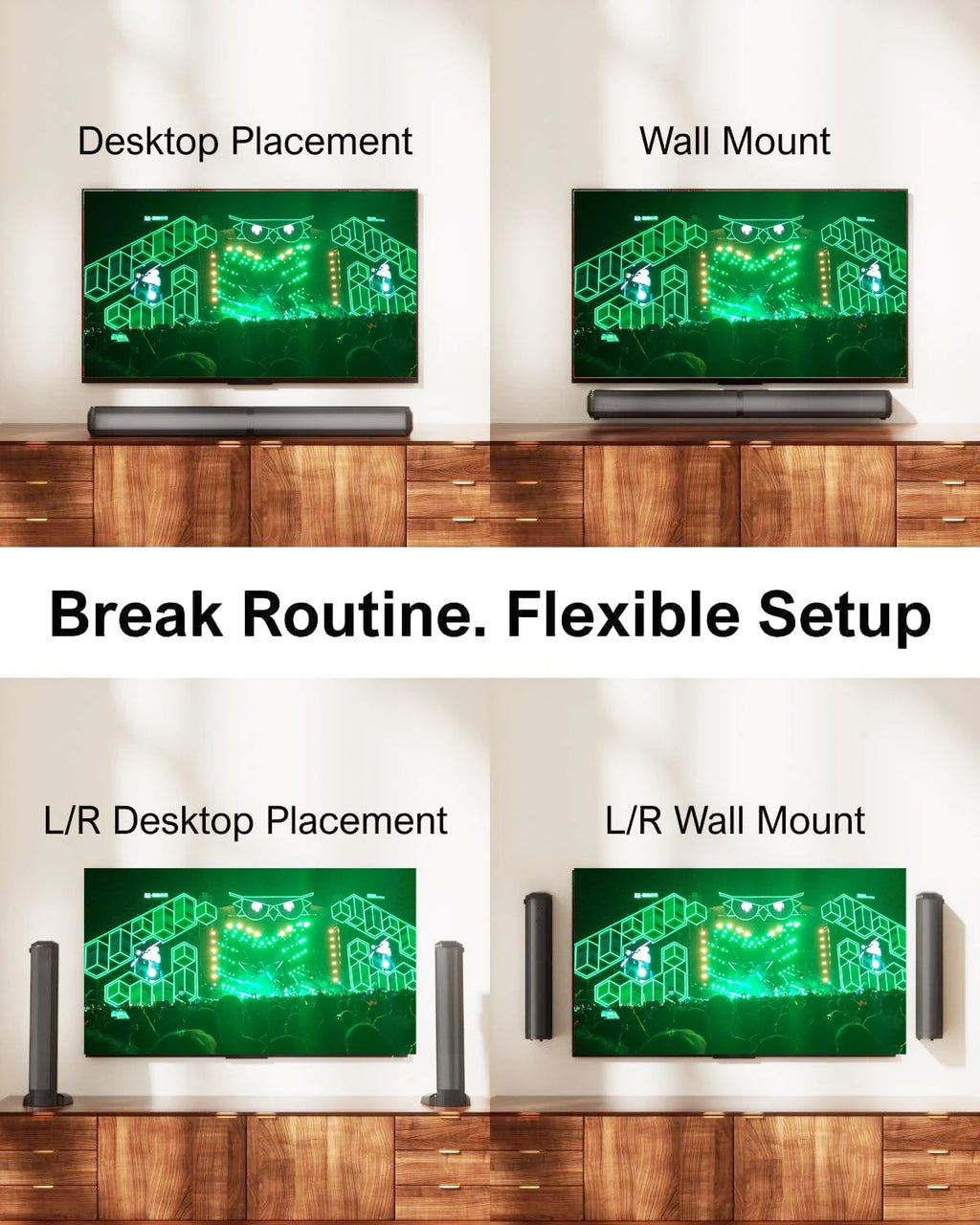 4.1 Channel TV Sound Bar with Subwoofer, Separable Design, 121 EQ Presets, Voice Enhancement, BT 5.3 	 Home Theater Systems
