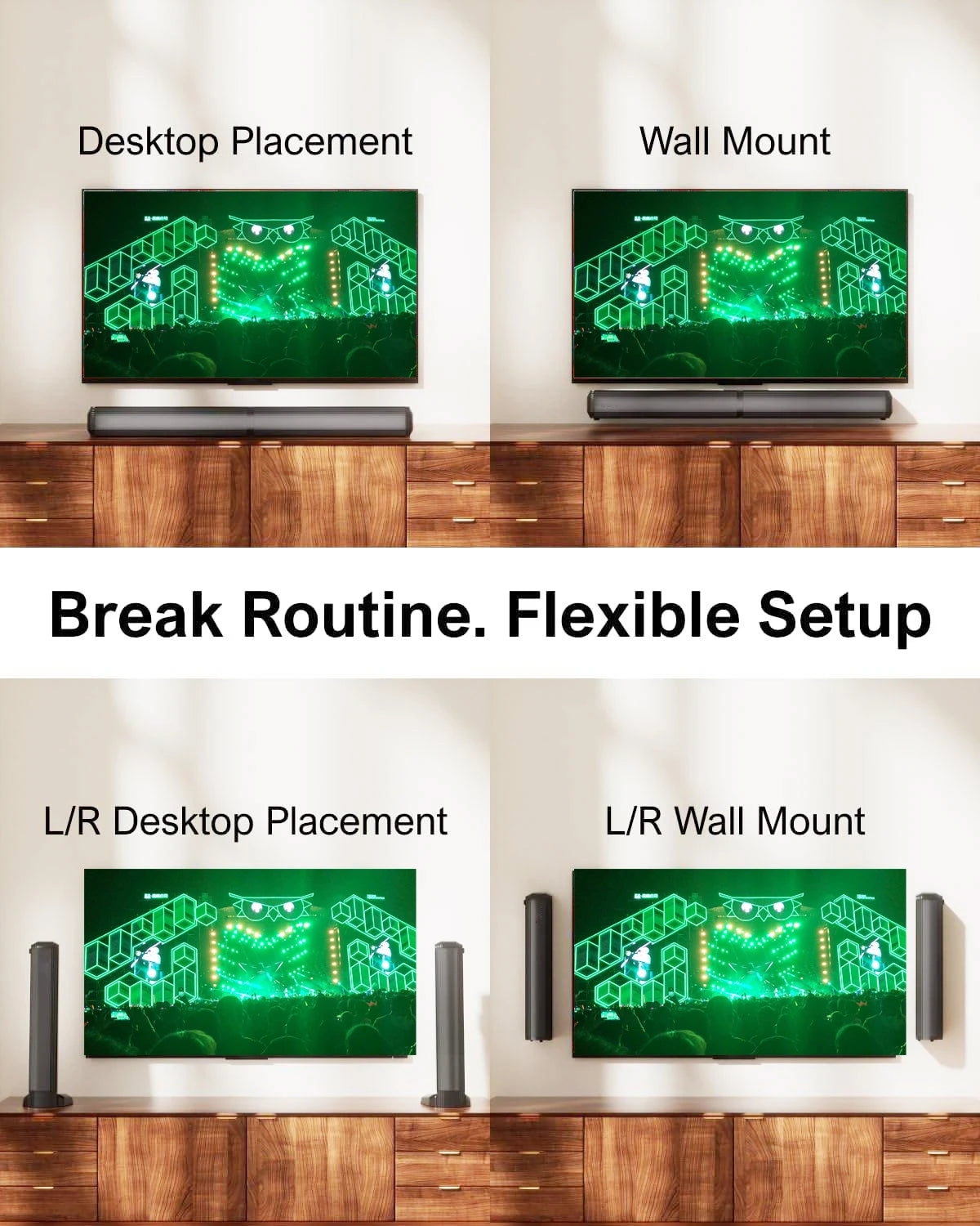 4.1 Channel TV Sound Bar with Subwoofer, Separable Design, 121 EQ Presets, Voice Enhancement, BT 5.3 	 Home Theater Systems