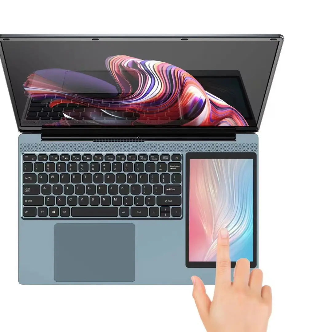 Intel N100 Finger Touch 15 Inch + 7 Inch Double Monitor Intel Celeron M2 2280 SATA Dual Screen Touch Office Business Laptop