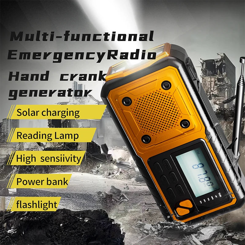 SY-376 Solar/Crank Emergency DAB+/FM Radio with Powerful Spotlight & Soft Night Light for Camping & Survival
