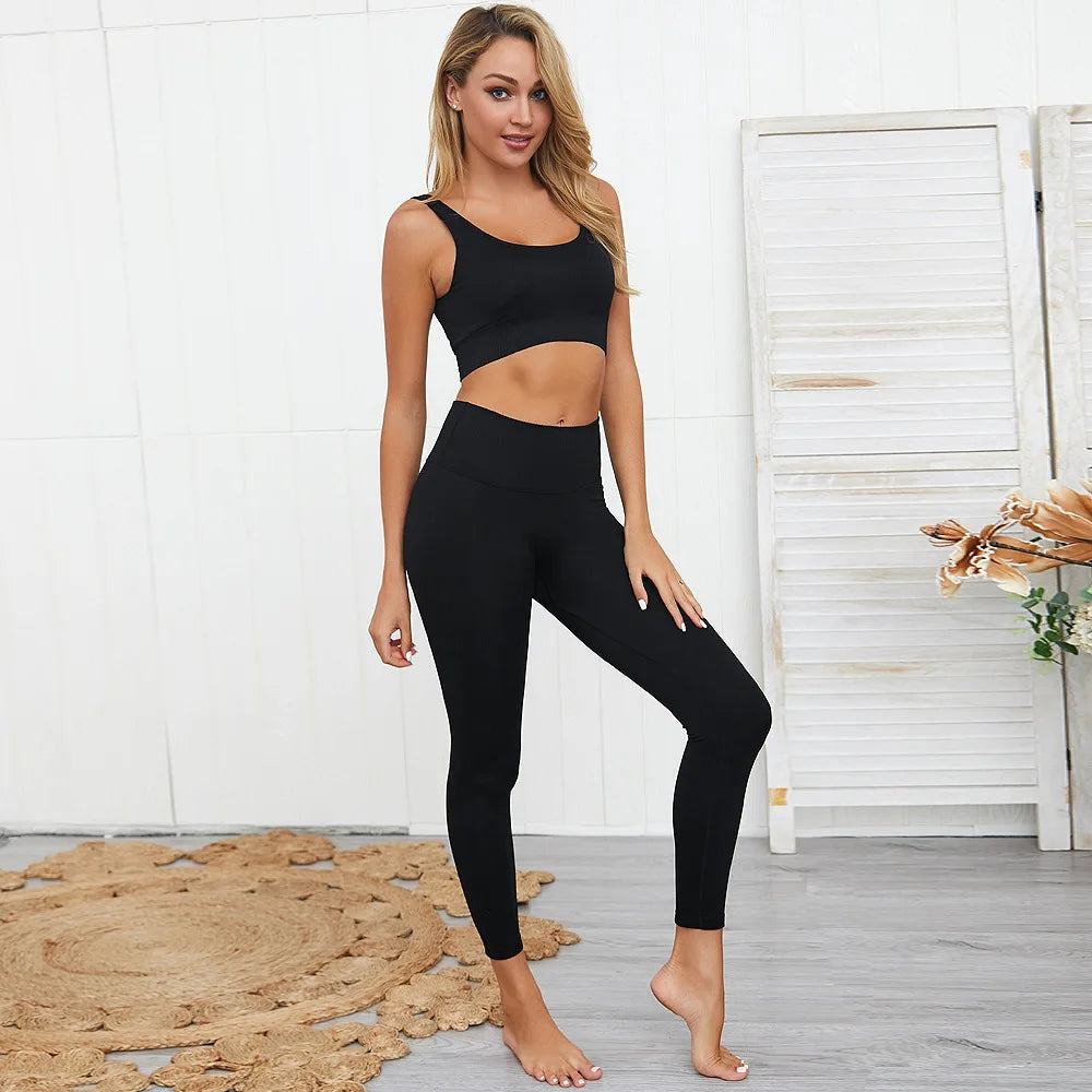 2 Piece Set Women Workout Clothes Yoga Set Seamless Women Gym Clothing Athletic Sports Suit Women Sports Bra and Leggings Set