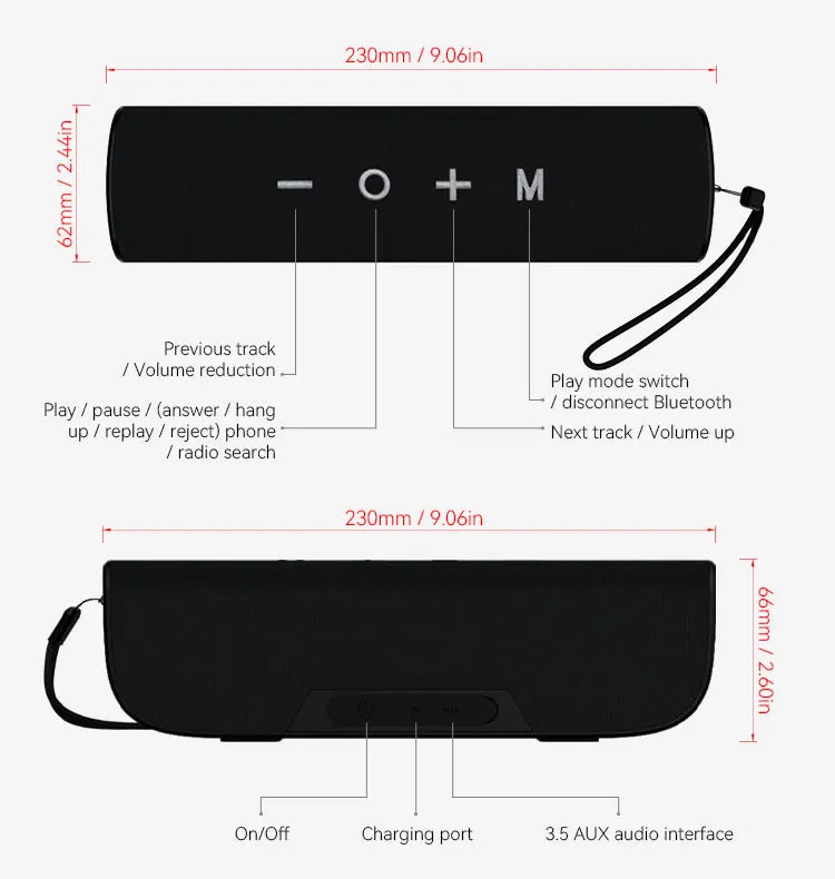 Innovation Style 10W Portable for Bluetooth Speaker Powerful 3.5mm Aux FM Compatible Audio Function for Sailing Boat Desk