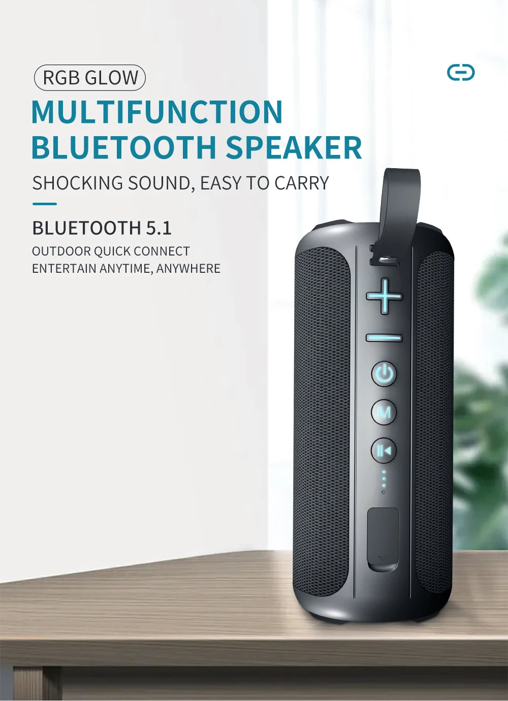 S7X RGB Portable  Speaker 20W Loud Sound Waterproof 12H Playtime TWS Pairing TF Card Type-C Charging