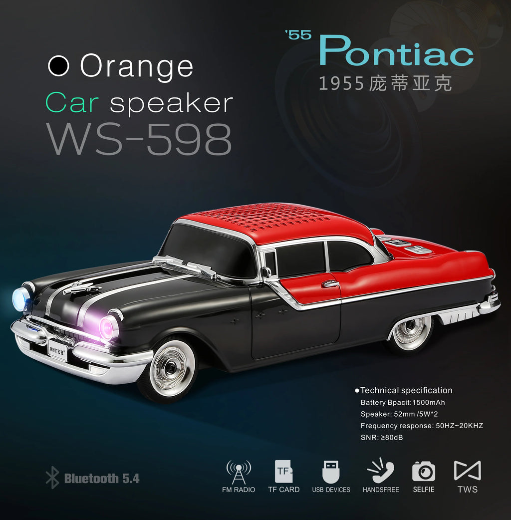 10W 1500mah Blue Tooth USB TF Led Display Portable Super Bass WS-598 Car Wireless Speaker Music Player 1955 Pantiac Car Speaker