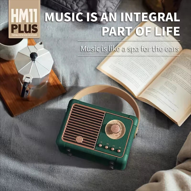 Creative Gift Mini Wireless Retro Speaker FM Radio USB Music Player Portable Classic BT Speaker with Handheld Desktop Decoration