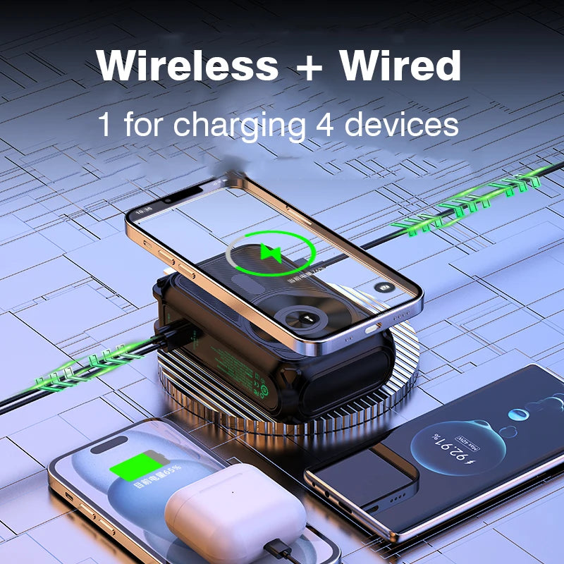 AC Plug Charge 10000mAh Li-Polymer Magnetic Power Bank with Foldable Holder 20W Fast Charging for Laptops