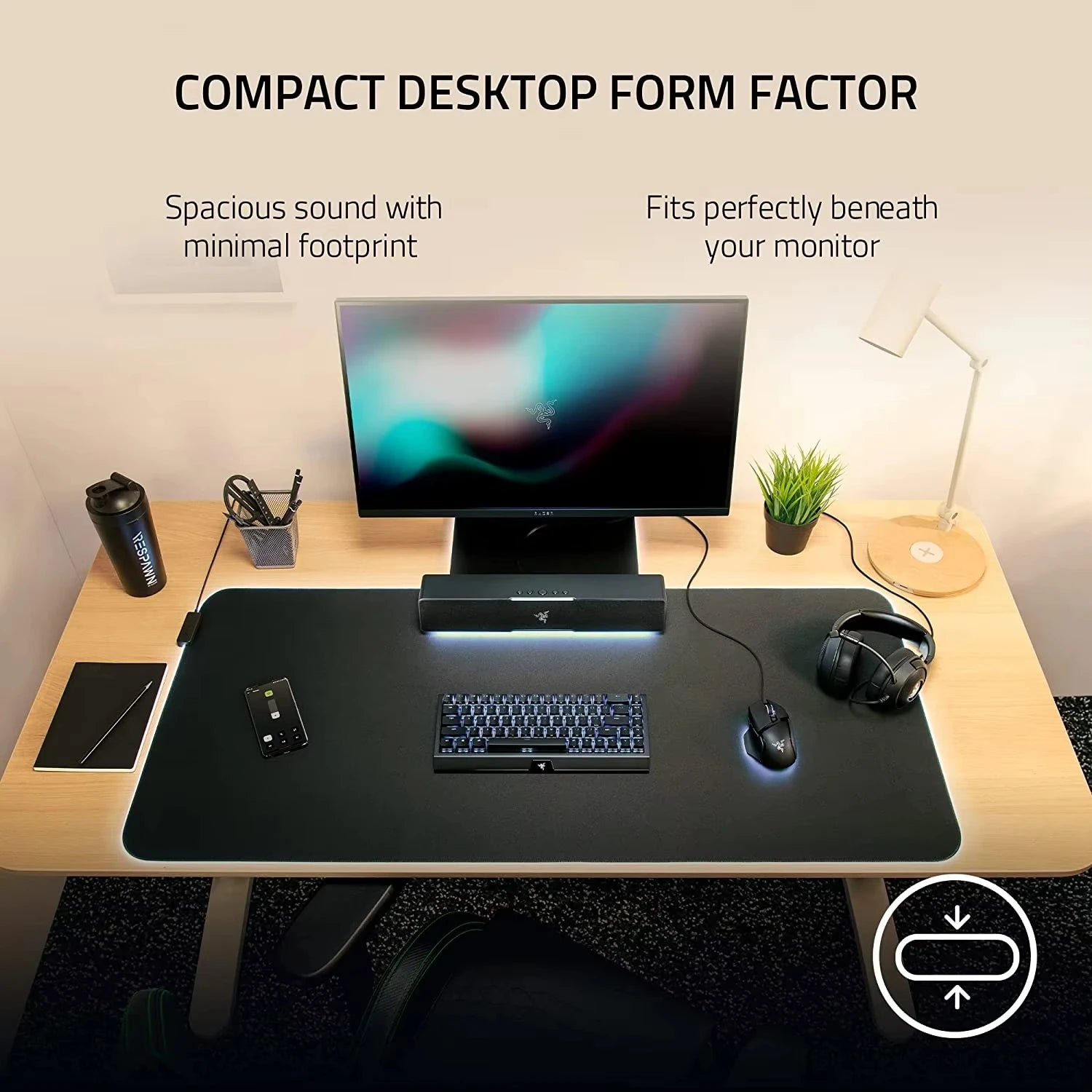 Razer Leviathan V2 X Compact Gaming Soundbar with Chroma RGB USB and for Bluetooth 5.0 for PC Desktop Laptop Smartphones