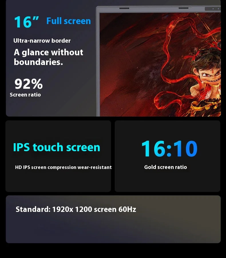 High Quality 16 Inch Win 11 Business Laptop 32GB 1TB SSD Intel I3 8109U Processor English Keyboard IPS Panel 165Hz New