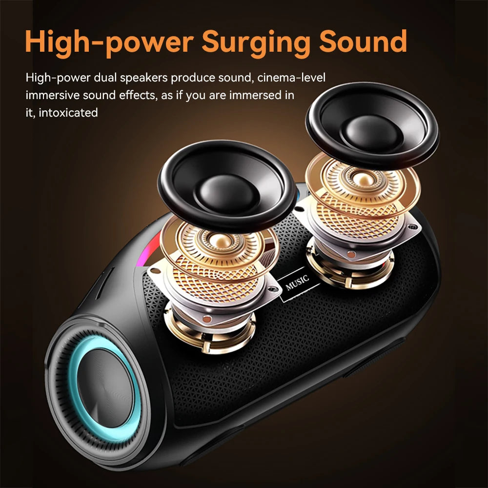 80W Peak Portable Wireless Speaker Karaoke Machine with 2 Microphones Waterproof Loud Stereo Portable Deep Bass RGB for Outdoor