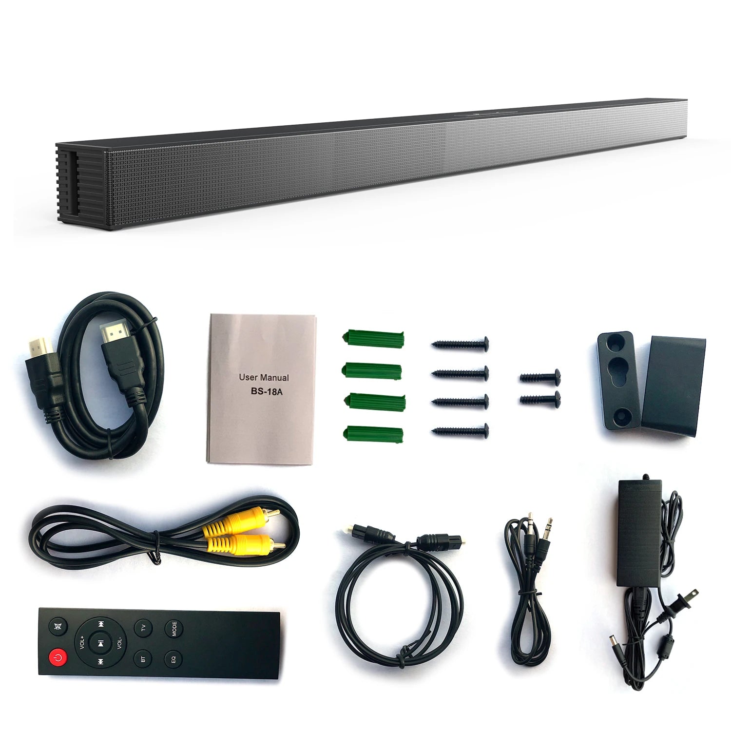 BS-18A Sound Bars for TV with FM, 54W Wireless Soundbar Speaker V5.0 Home Theater Surround Sound System TF Card/Aux/RCA