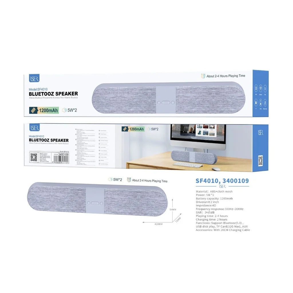 ISER SF4010 Soundbar Bluetooth Speaker 5W*2 12000mAh Grey - Large Speakers