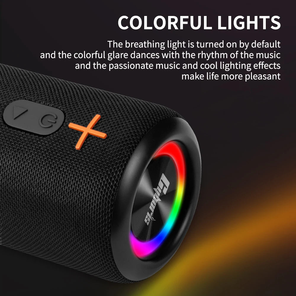 Wireless Portable Speaker 20W for 5.3 IPX6 Waterproof AUX Input Battery Powered 2000-3000mAh RGB LED Lighting