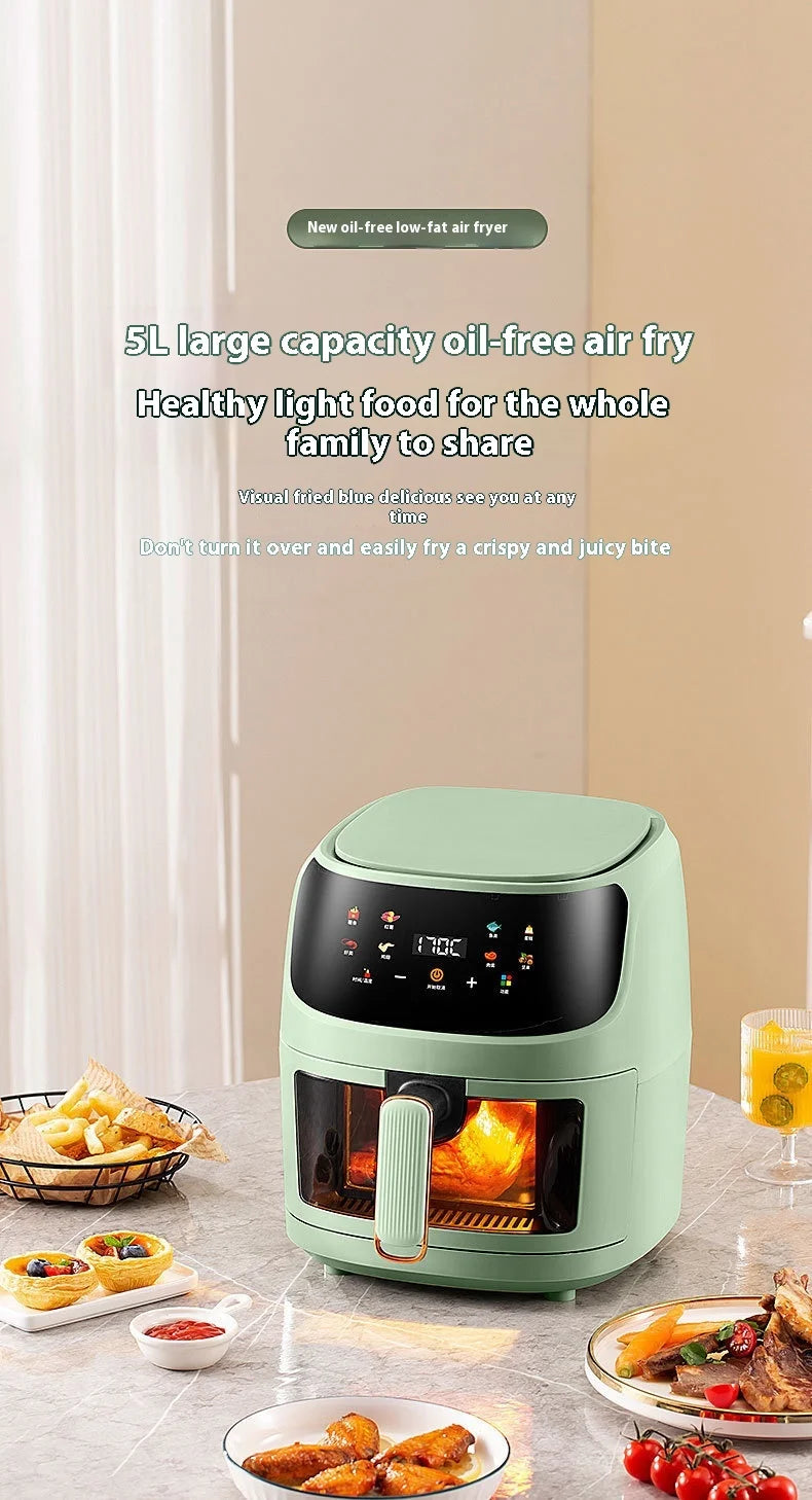 8L Modern Visual Smart Air Fryer Household All-in-One Color Touch Screen Plastic Electric Energy Efficient Class Eco-friendly