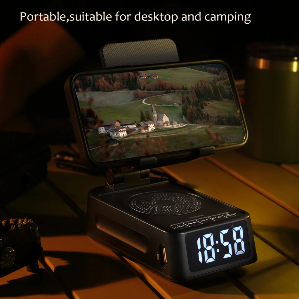 Cell Phone Stand with Wireless Speaker and Anti-Slip Base HD Surround Sound Perfect for Home  with Blue Tooth Speaker for Desk