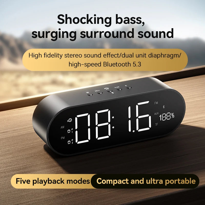 RGB LED Digital Alarm Clock with for Bluetooth Speaker FM Radio USB Charger Best Gift Choice-Plastic Cabinet