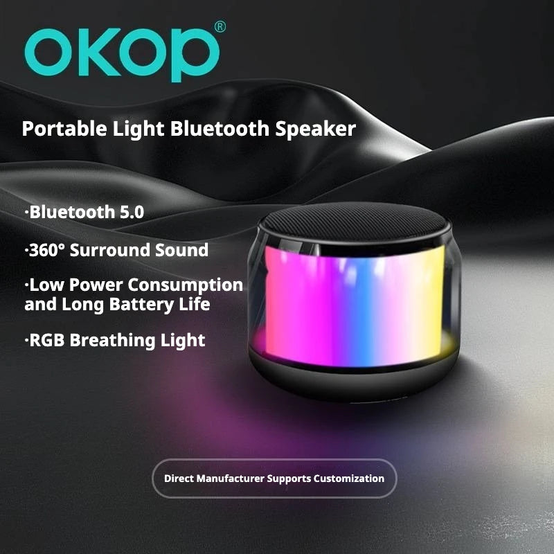 OKOPS300 Mini Portable Sci-Fi LED Lighting Multi-functional Subwoofer Wireless for Speaker IPX9 Computer Mobile Phone