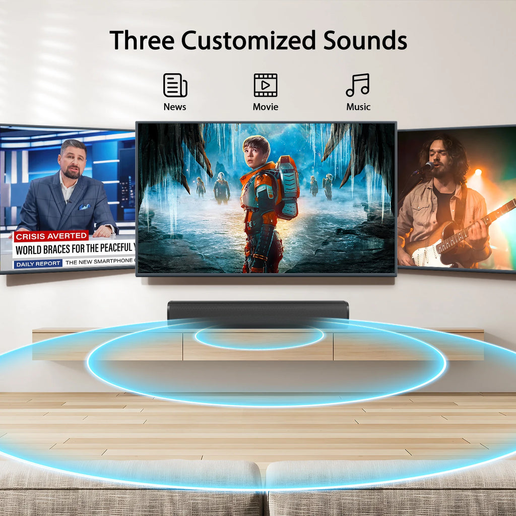 Sound Bar 50W Soundbar for Smart TV Bluetooth 5.3 Speaker 17Inch with ARC/OPT/AUX Connection Surround for Home Theater Audio