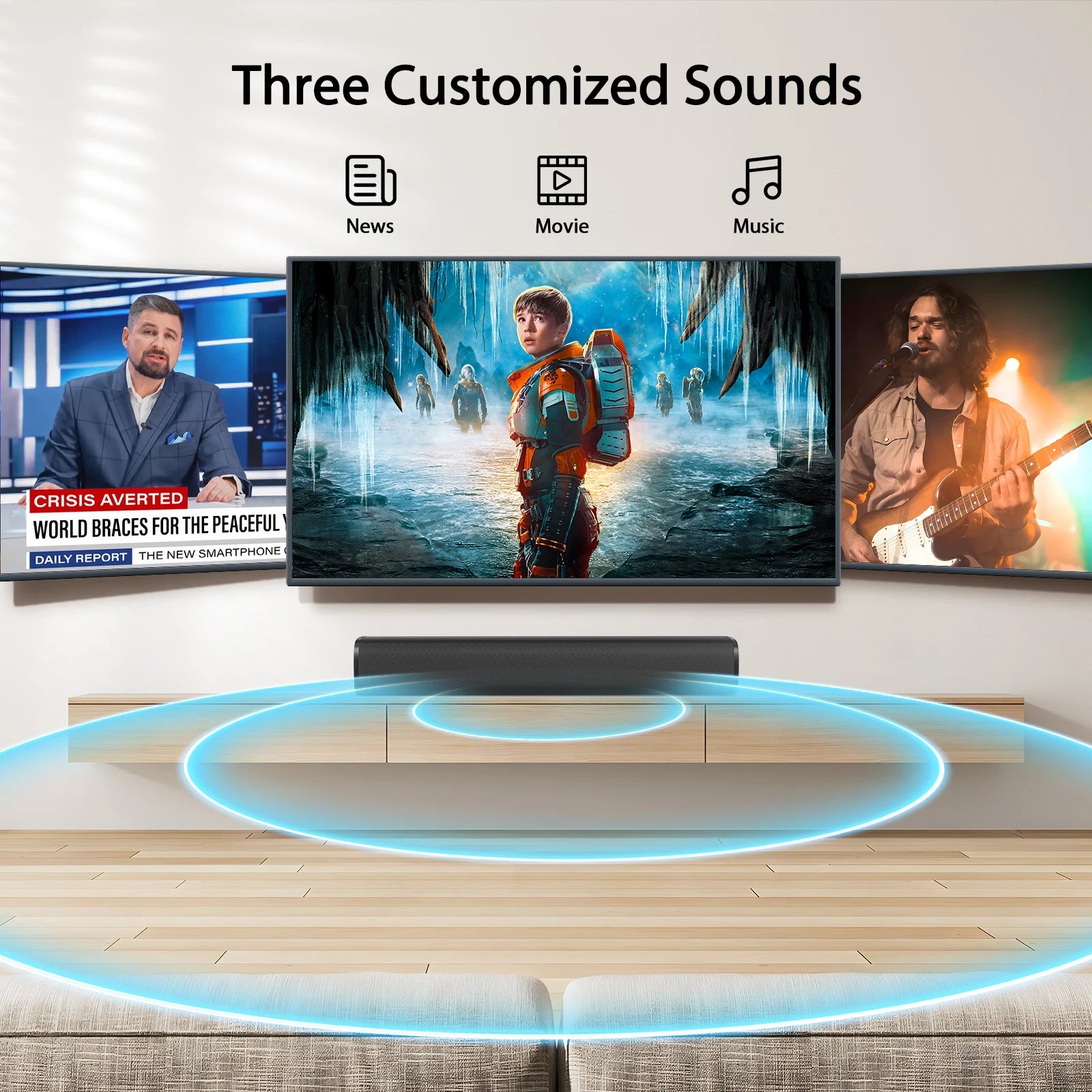 Sound Bar 50W Soundbar for Smart TV Bluetooth 5.3 Speaker 17Inch with ARC/OPT/AUX Connection Surround for Home Theater Audio