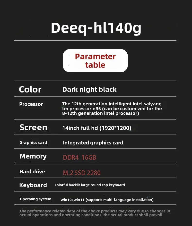 DEEQ 2025 New 14-Inch Business Laptop Intel N95 Quad-Core 32GB RAM 2TB SSD IPS Display English Windows 11 Pro Full-Size Keyboard