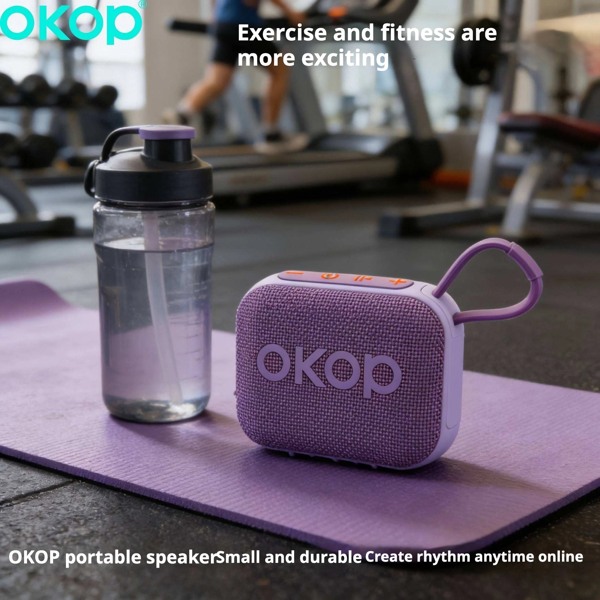 OKOP597Hot-selling Compact Mini Lanyard Ambient Light with Card Slot Long Battery Life Portable Wireless Bluetooth Speaker Sport