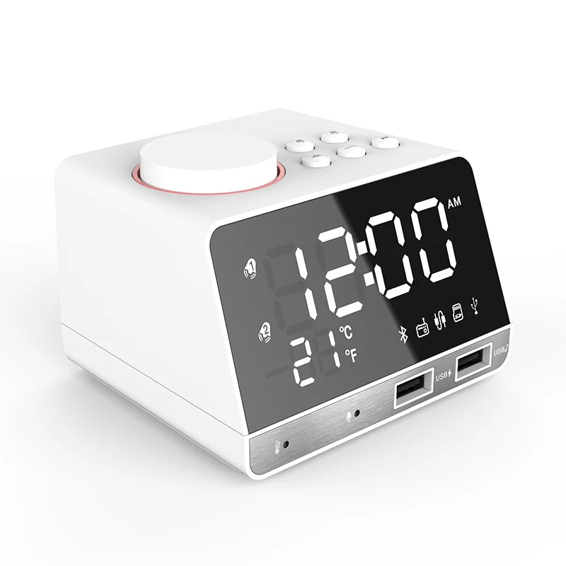 2026 NEW Alarm Clock Phone Charging Dock Station Speaker Wireless Support AUX Cable TF Card for Bedroom Student and Hotel