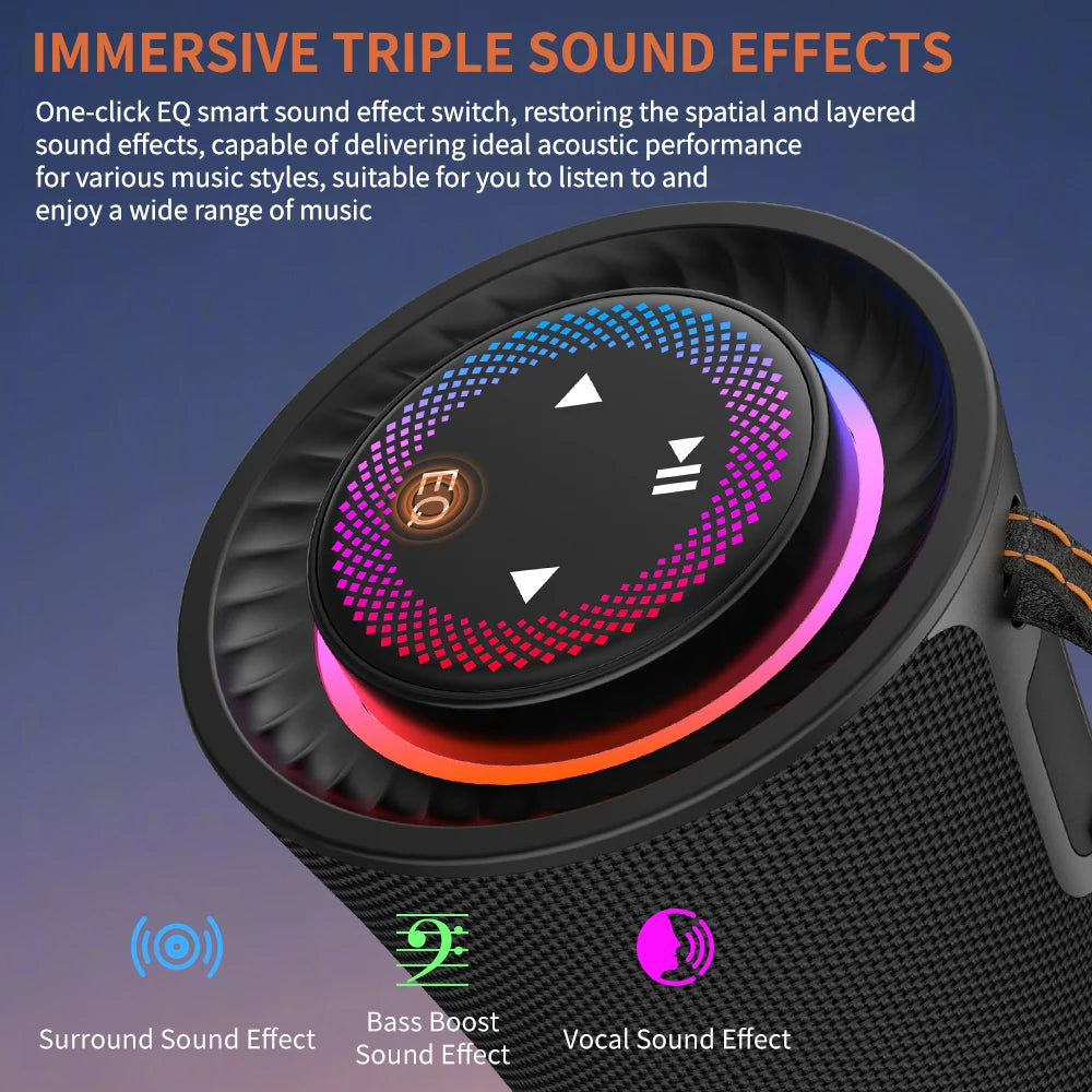 80W Portable Wireless Speakers  Party Speaker with RGB Lights and Touch Control Knob Deep Bass TWS for Home Outdoor Use