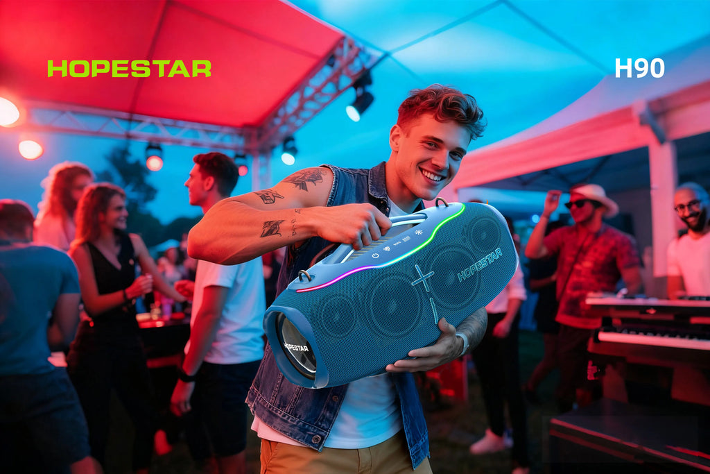 HOPESTAR H90 220W Portable Wireless Stereo Audio System Waterproof RGB for 5.3 Home Partybox Karaoke Subwoofer Speakers