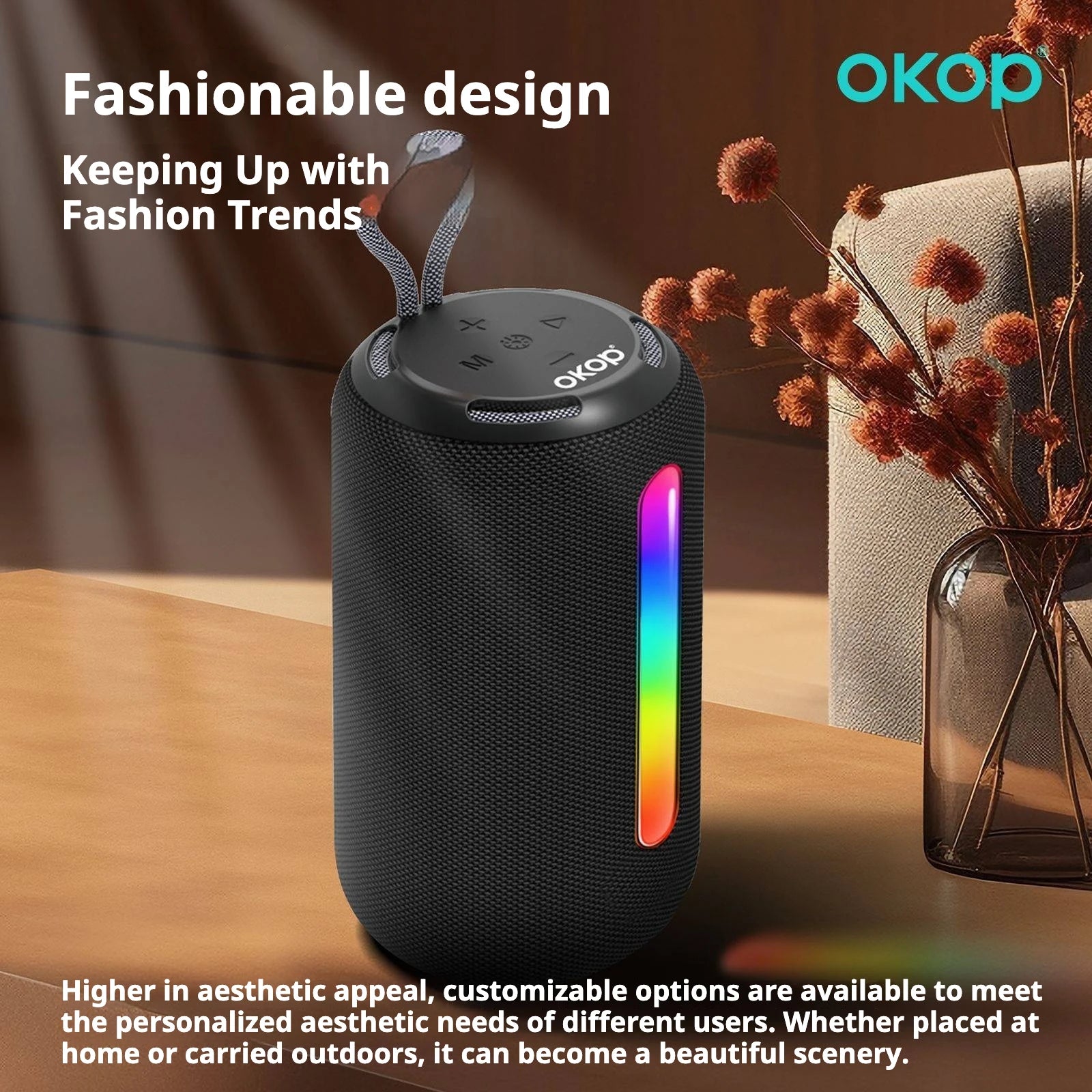 OKOP599/835 Wholesale Portable for V5.4 Speaker with RGB LED IPX-1 Waterproof 2000-3000mAh Battery-Outdoor Use