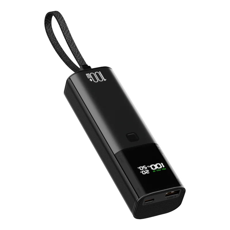 LCD Screen Display  Power Bank 10000mah PD 100W Custom Power Bank Super Fast Charging with Built in Cable for Laptop