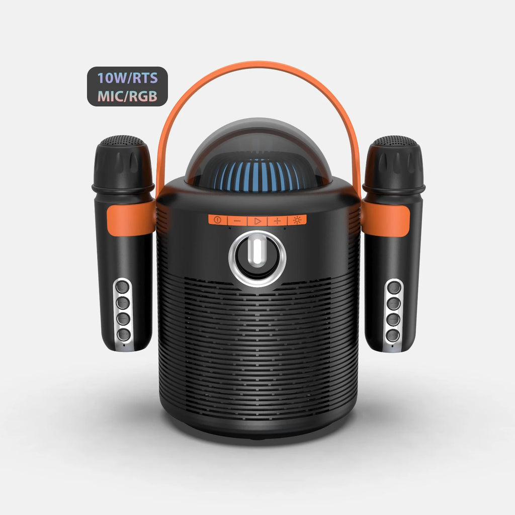 2024 New Design Mini Portable Bluetooth Karaoke Speaker Wireless Audio System with Mic RGB Lighting for Home Theater Parties