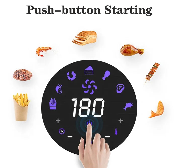 1500W 5.5L Stainless Steel Multifunctional Air Fryer Electric Kitchen Appliance with Thermostat Control Nonstick Without Oil