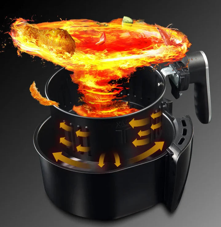1500W 5.5L Stainless Steel Multifunctional Air Fryer Electric Kitchen Appliance with Thermostat Control Nonstick Without Oil