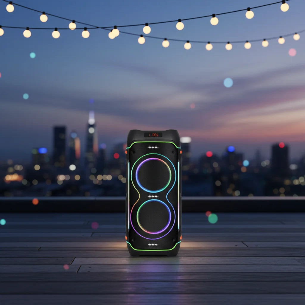 High Quality 8' Portable Party Speaker RGB LED Lights for 5.3 Wireless USB Memory Card Support 3000-5000mAh Mobile Phone