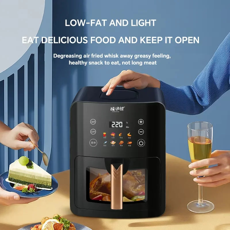Intelligent Home 5L Large Capacity Digital Air Fryer Oven Multifunctional Electric LCD Display Touch Grill for Cooking Baking