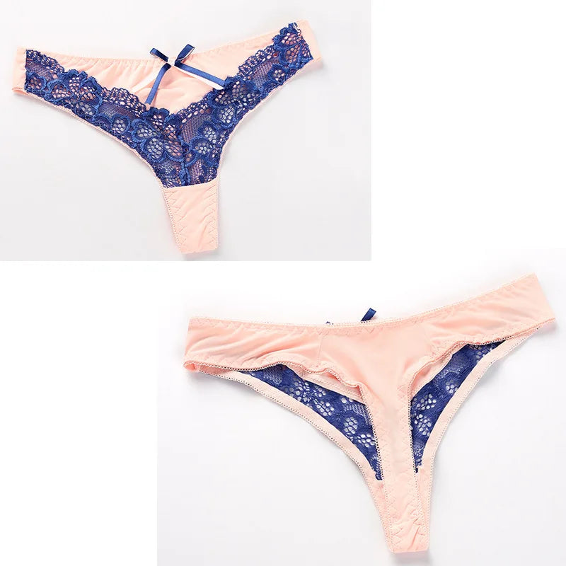 Thong bra set push up Lace hollow out Brassiere bra and panty set Underwear Femme Panties Lingerie